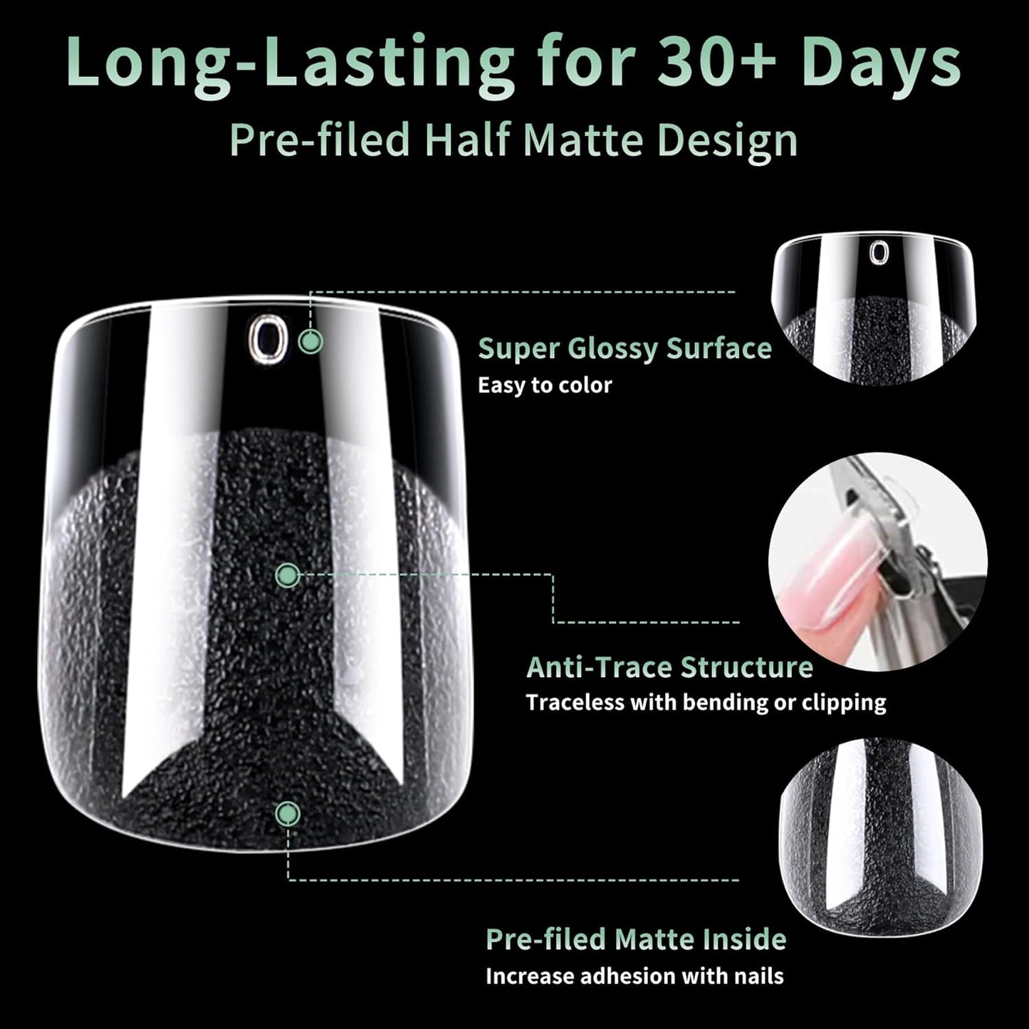 Extra Short Square Nail Tips, 216pcs Acrylic Soft Fake Nails Gel Nail Tips, Full Cover Pre-Shaped Matte Clear Press on Nails for Extension, Diy at Home Manicure 12 Sizes