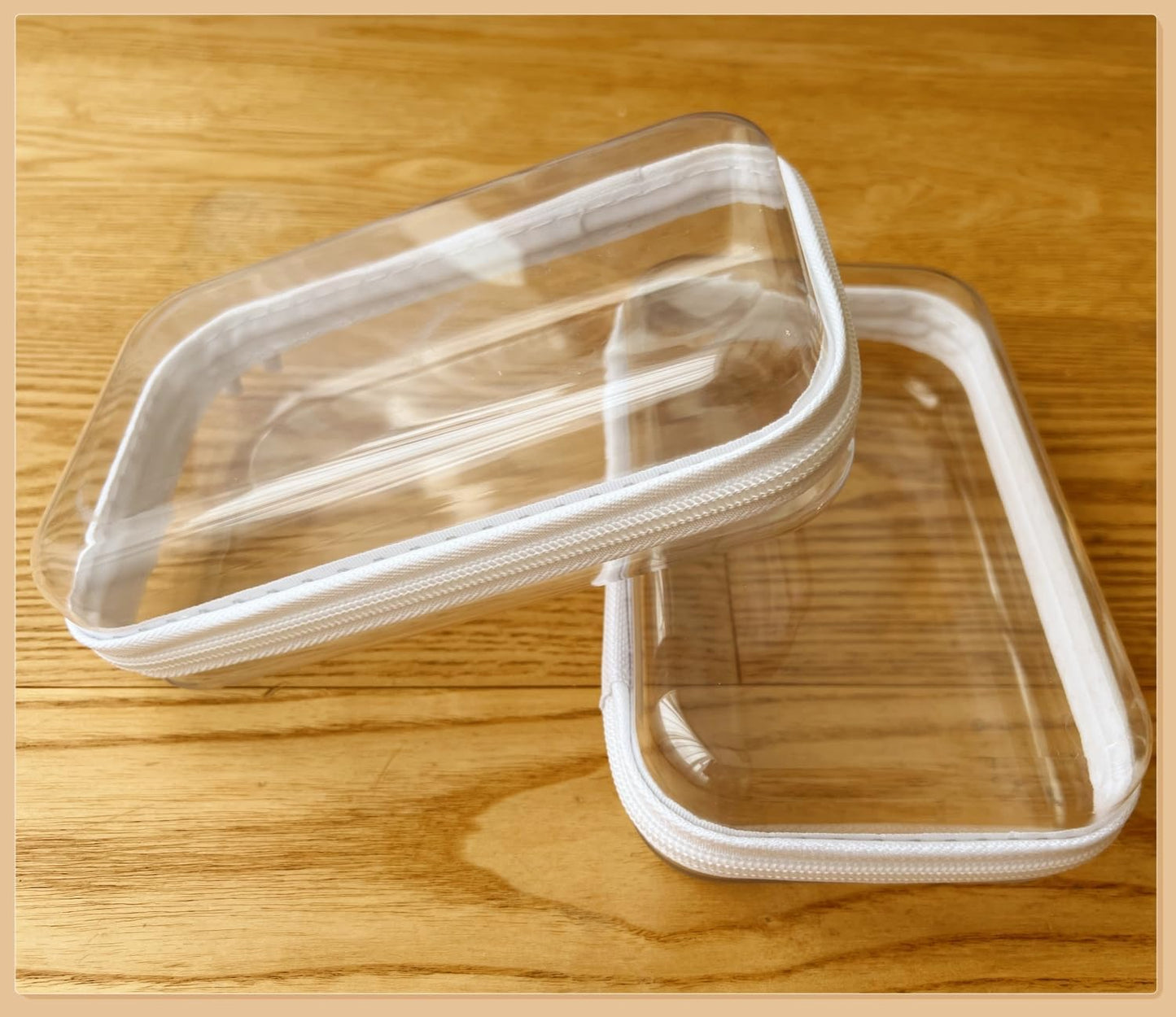 Clear Hard Shell Zipper Case, Upgraded Thicker Transparent Plastic Bins for Organizing, See Through Zipper Pouches Makeup Case, Lidded Storage Bins Organizer for Storage Cosmetics (S+S)