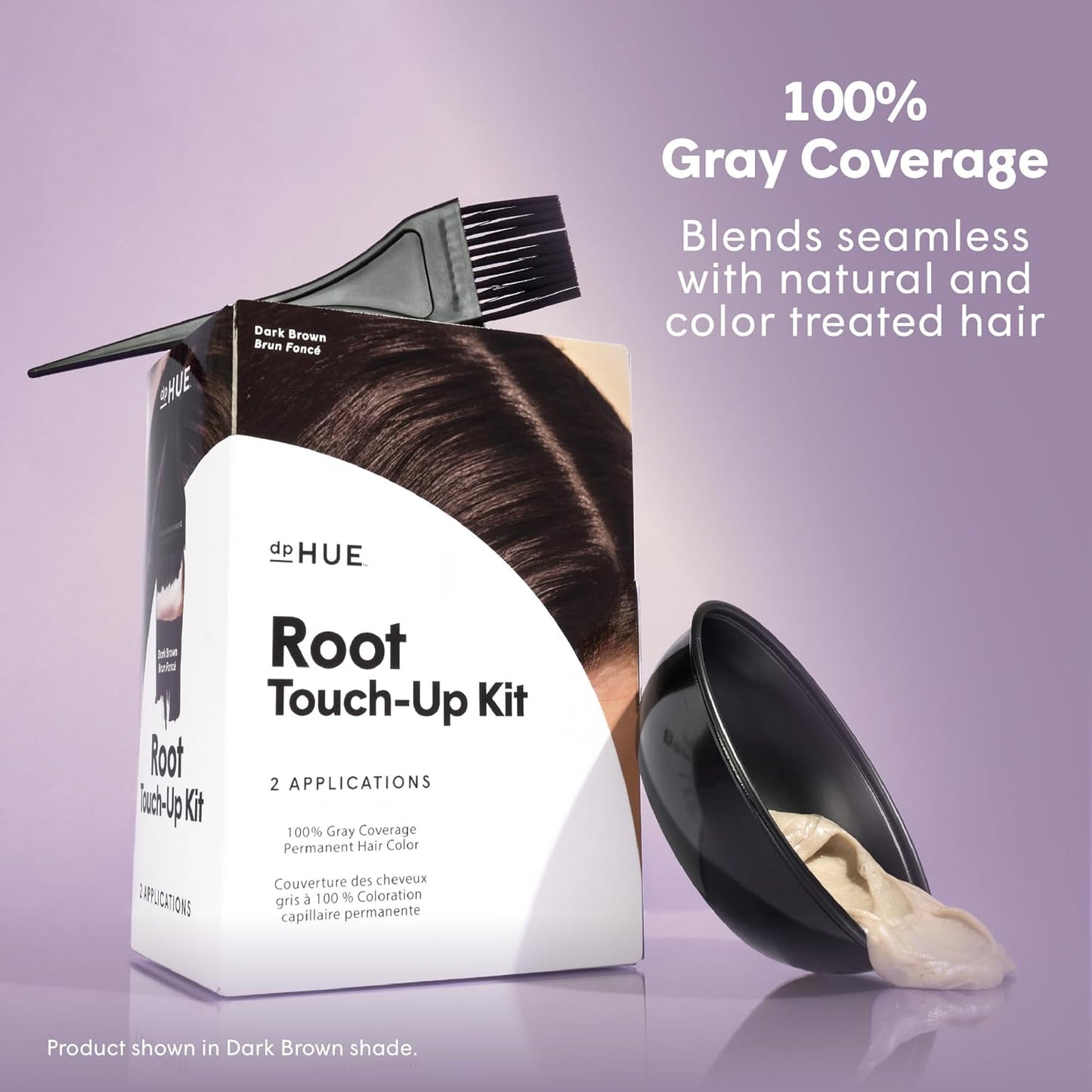 dpHUE Root Touch-Up Kit, Medium Brown - Permanent Hair Color for Gray Coverage - Includes Two Applications - Paraben, SLS & SLES Sulfate Free - Leaping Bunny Certified
