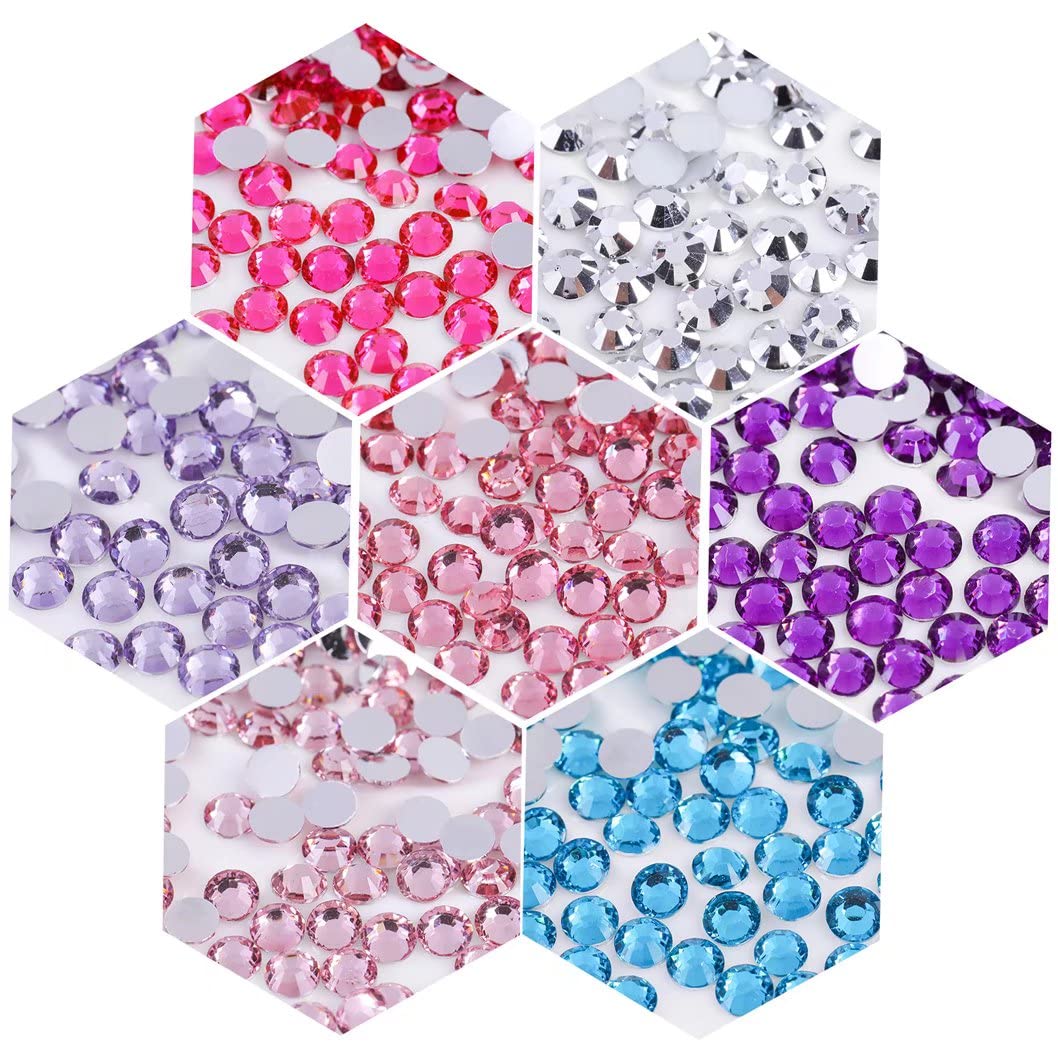 500 Pieces SS30 6mm Flatback Rhinestones Clear Glass Round Gems Crystals for Nail Art DIY Crafts Clothes Shoes Bags （White）