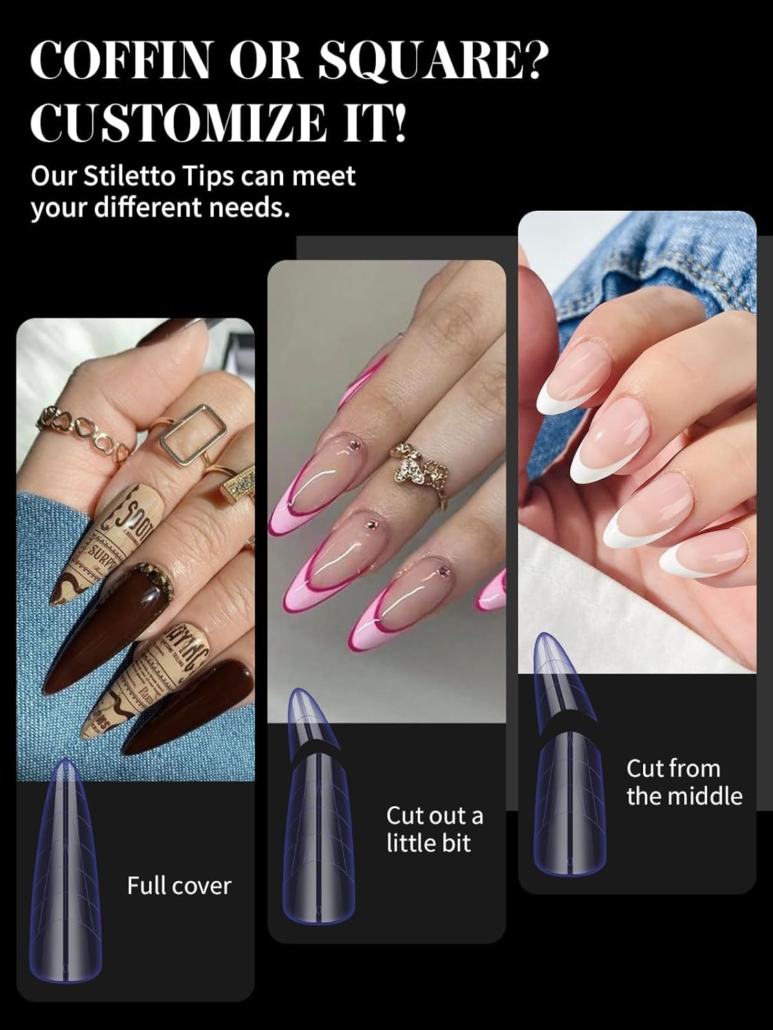 Dual Forms for Poly Nail Gel, 288PCS 12 Colors Dual Nail Forms Extension Molds Stiletto Coffin Square Acrylic Nail Tips 12 Shapes for Builder Gel Manicure Nail Art Design Salon DIY at Home