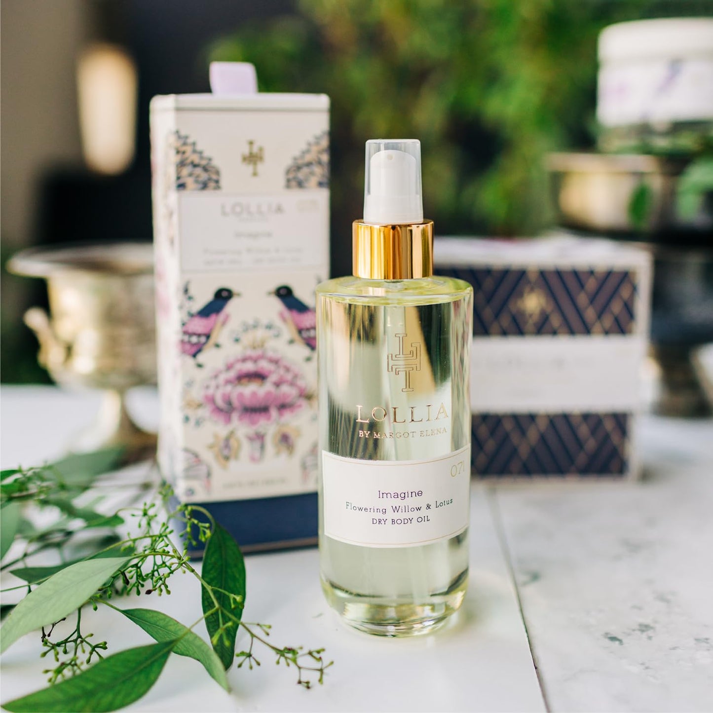 LOLLIA Imagine Dry Body Oil, 6.8 Fl. Oz. – Flowering Willow & Lotus – Women’s, Scented, Moisturizing, Dry Body Oil for Women, For All Skin Types