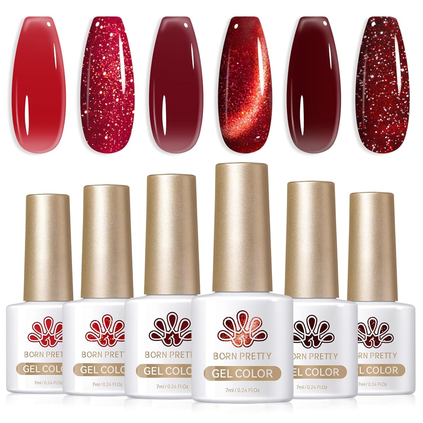 Born Pretty Jelly Burgundy Gel Nail Polish Halloween Ruby Blood Red Glitter Cat Magnetic Eye Gel Nail Polish Cherry Wine Red Gel Polish Collection Soak Off U v Led Gel Nail Kit Minicure DIY Gift 6PCS