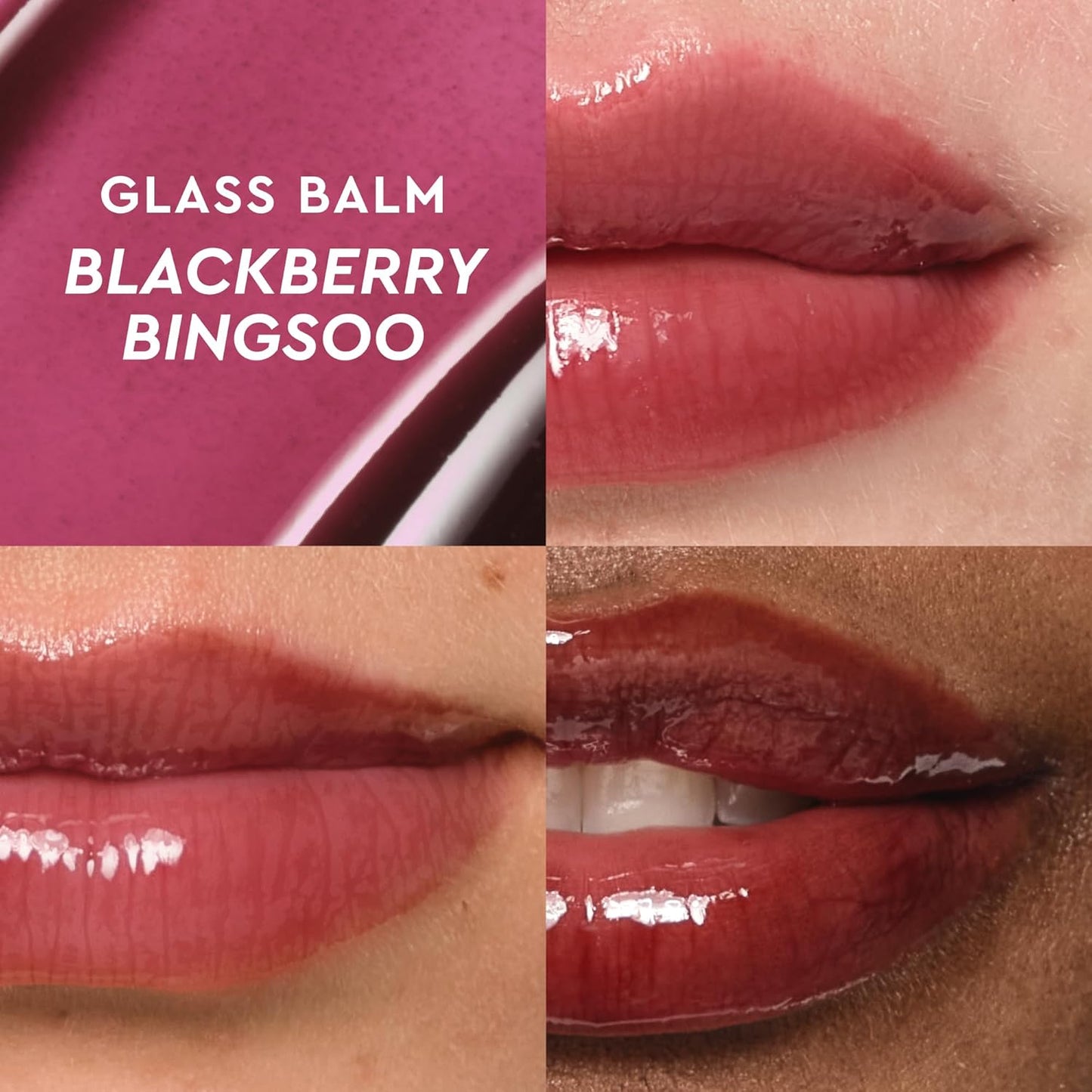 Glow Recipe Glass Balm Lip Treatment - 12Hr Hydrating Lip Balm & Moisturizer with Hyaluronic Acid to Smooth, Plump & Protect from Dryness - Sheer Berry High Shine Tint, Blackberry Bingsoo (15 ml)
