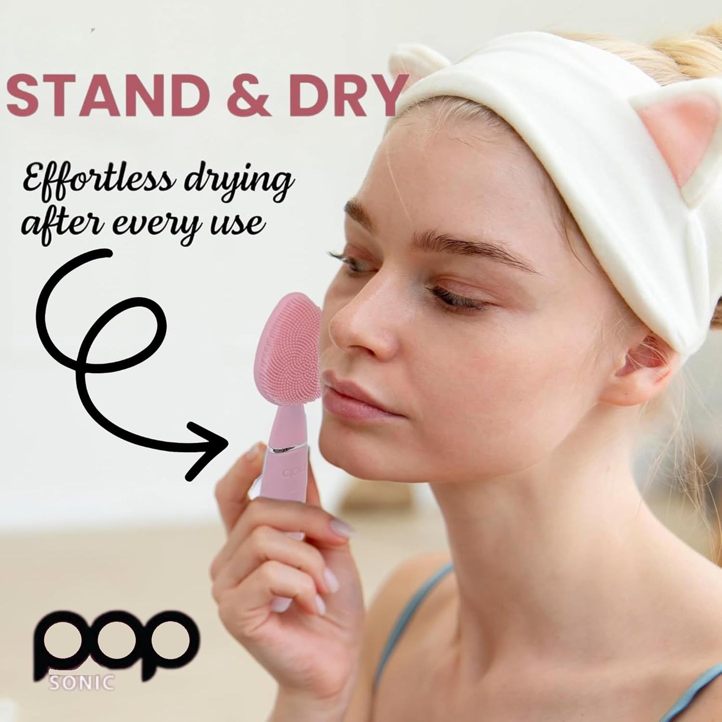 Clover Facial Cleansing Device Pink Silicone Facial Cleaner & Exfoliator w/ 8000 Vibrations Per Minute, 5 Speeds, USB Rechargeable Face Cleaning Scrubber & Cleansing Brush with Case