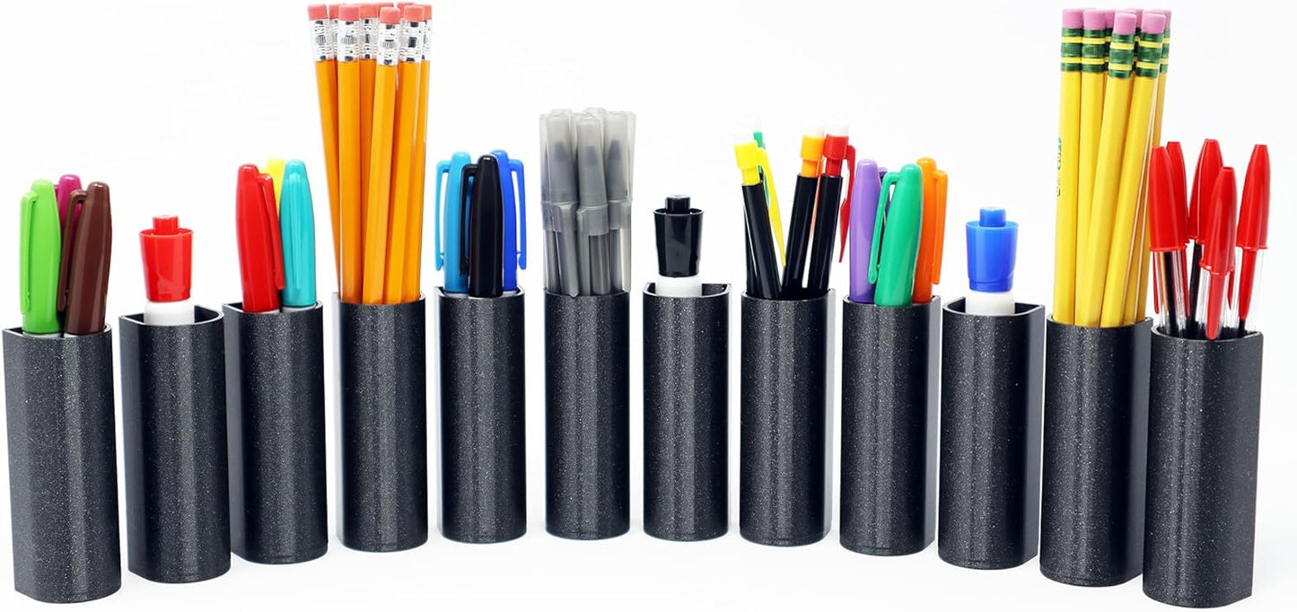 Magnetic Pen Holder, Marker Holder and Pencil Holder for Refrigerator, Locker, Whiteboard or Desk (Small, Space Black, Set of 2)