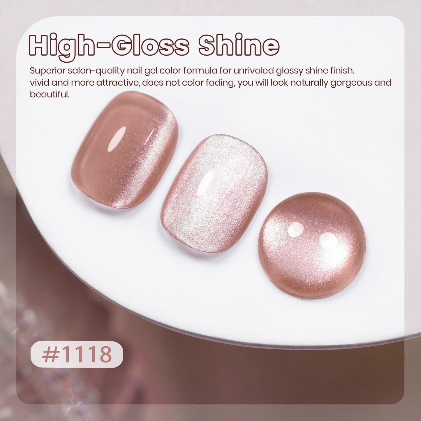 RARJSM Nude Mavue Rose Pink Cat Eye Gel Nail Polish Magnetic Sparkle Silver Ceramic Diamond Shimmer Translucent Sheer Cateye Gel Polish 15ml UV LED Curing Requires Soak Off Home Salon Manicure