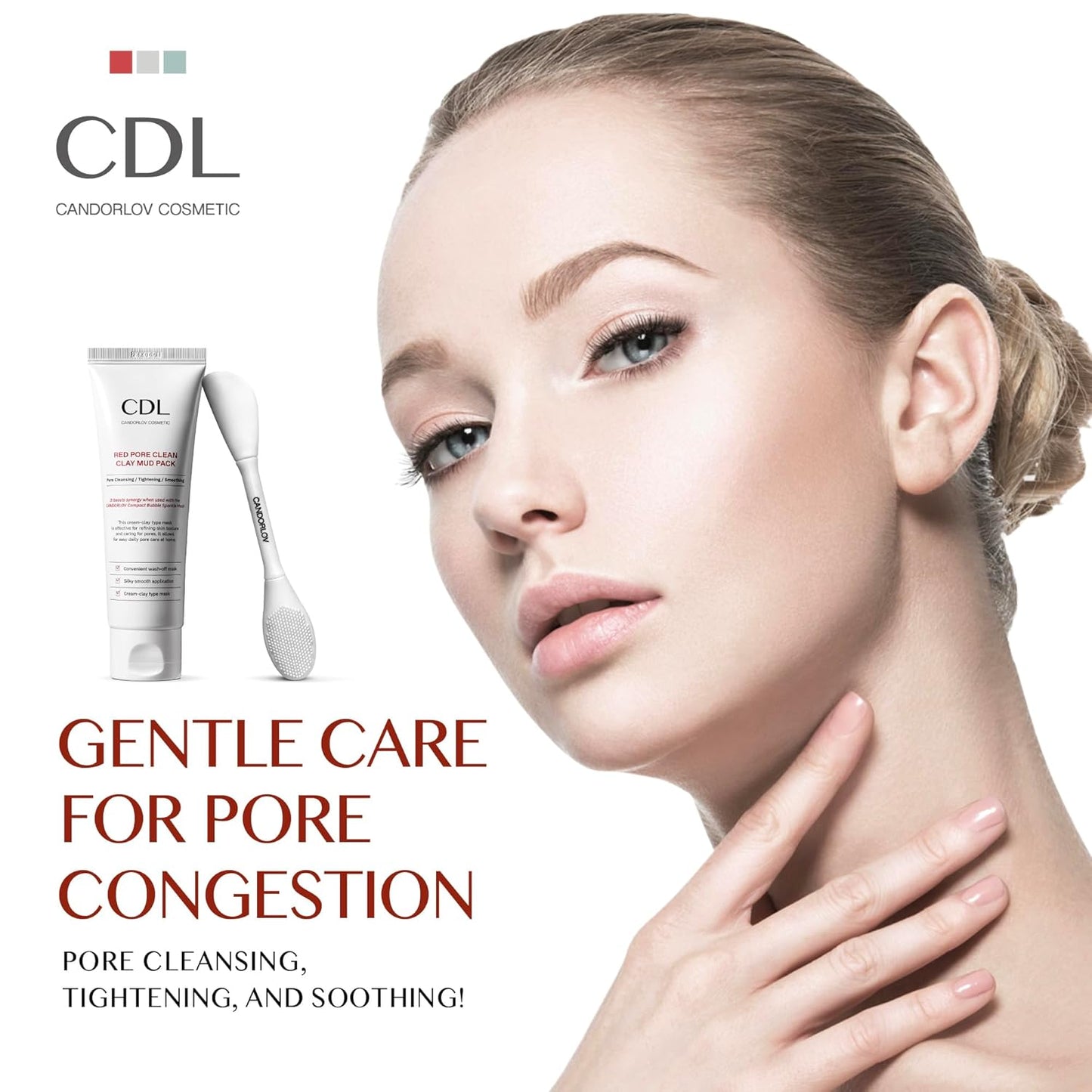 Red Mud Deep Pore Cleansing Facial Wash Off Mask for Impurities Sebum, For Senstive Skin, Soothing & Cooling Effect, Exforliating Dead Skin Cells, Korean Skin Care, 2.7 oz