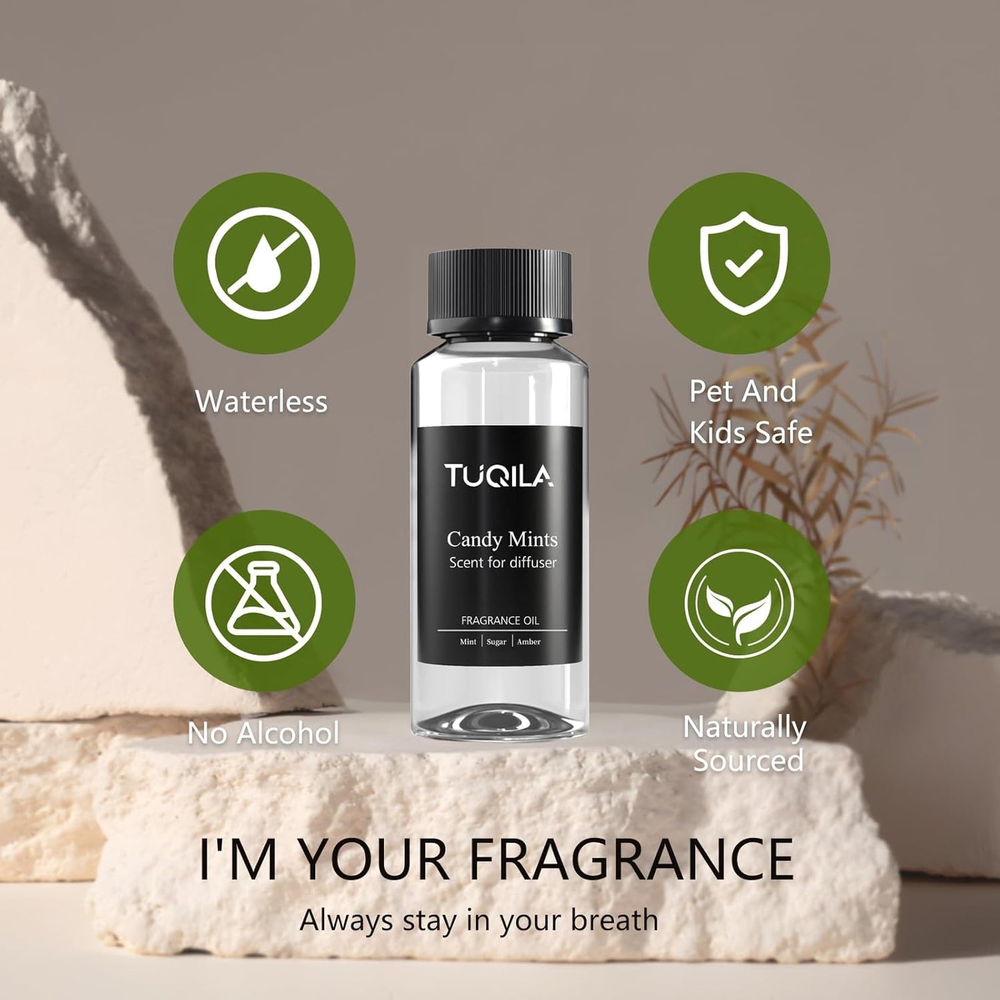 Hotel Waterless Diffuser Oil Candy Mints, Essential Scent Oil Usage Cold Air Waterless Diffuser, Luxury Scents Oils Fragrance Bottle120 ML Home Natural Flavour