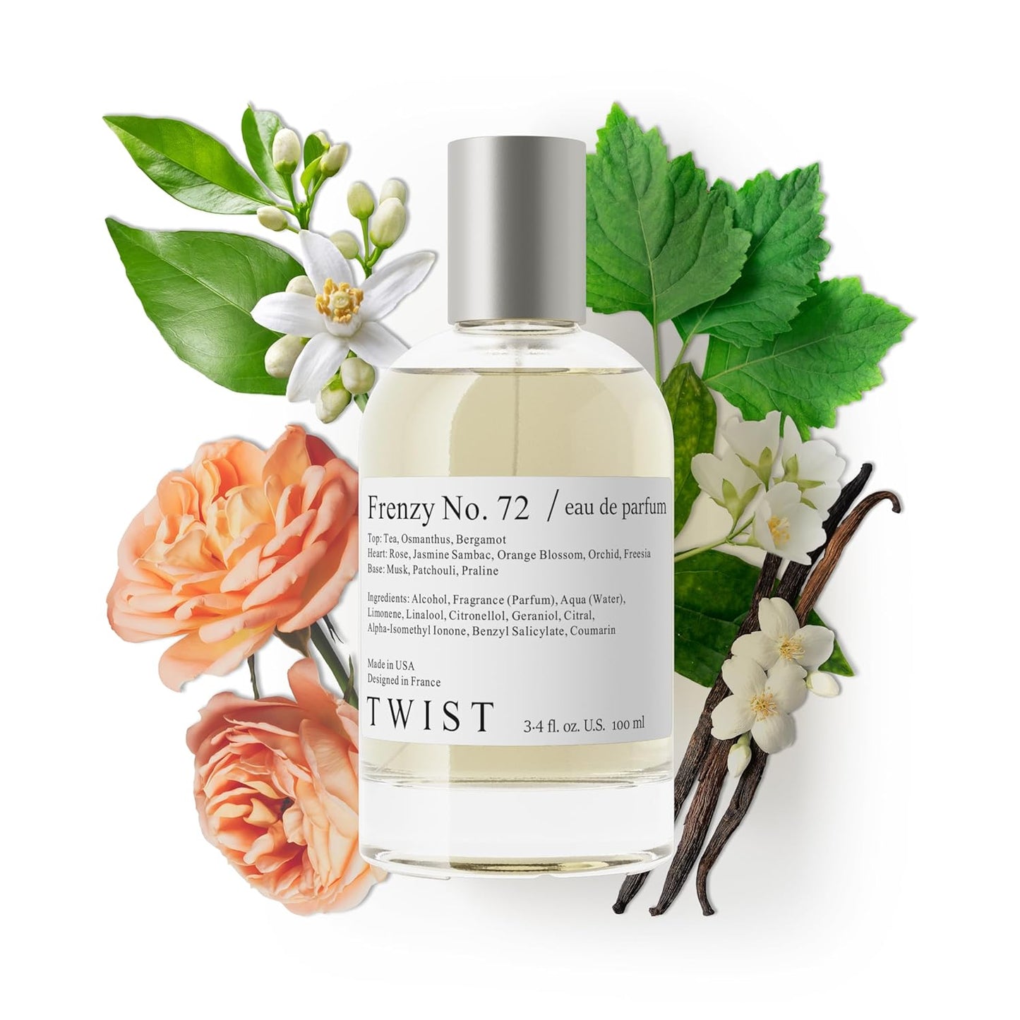 Twist Frenzy No. 72 - Eau De Parfum Inspired by V&Rolf's Flower Bomb, Long-Lasting Perfume For Women, Floral & Vanilla, Vegan, Clean Ingredients, Fragrance - Spray 100 ml | 3.4 fl. oz.