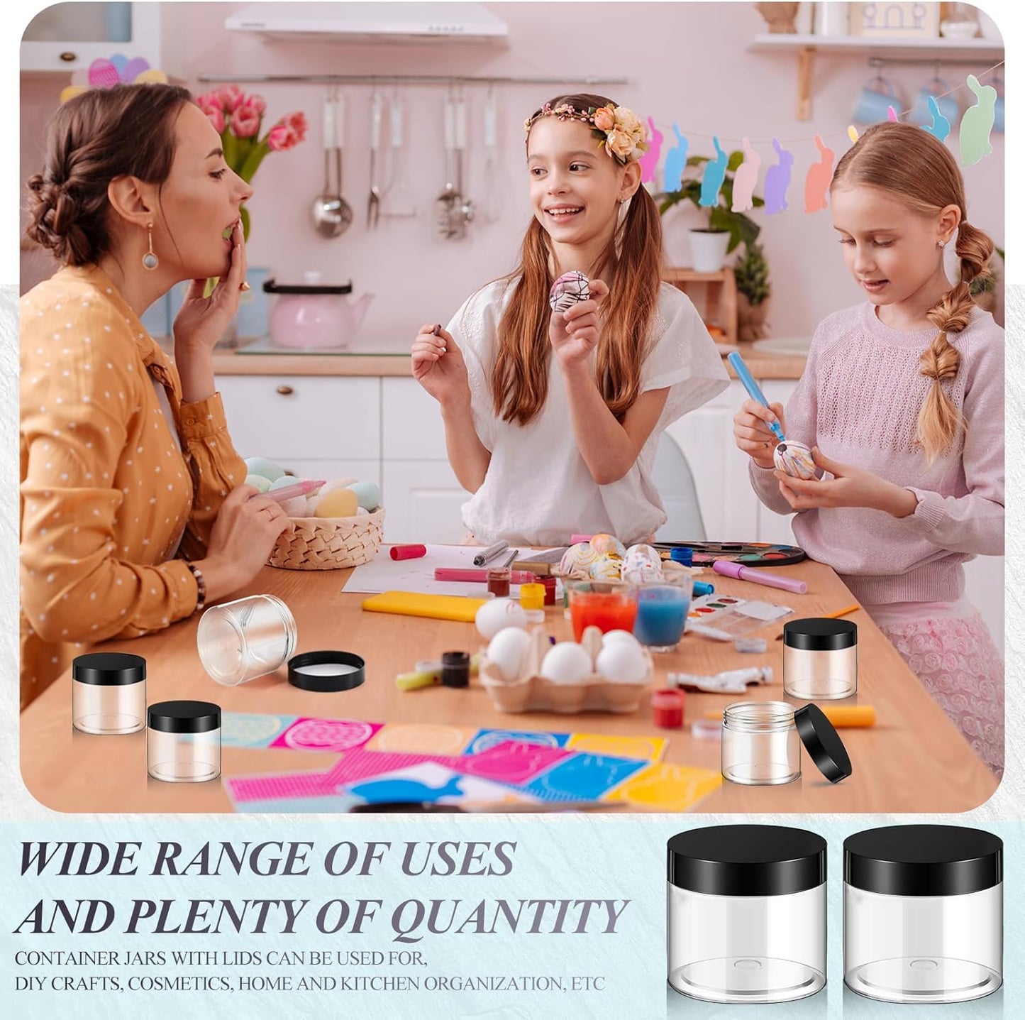 SATINIOR 36 Pieces 2 oz Plastic Jars with Lids Wide Mouth Airtight Reusable Container Acrylic Cosmetic Small Jars for Lotions Ointments Travel Toiletries Creams Make up Storage(Black)