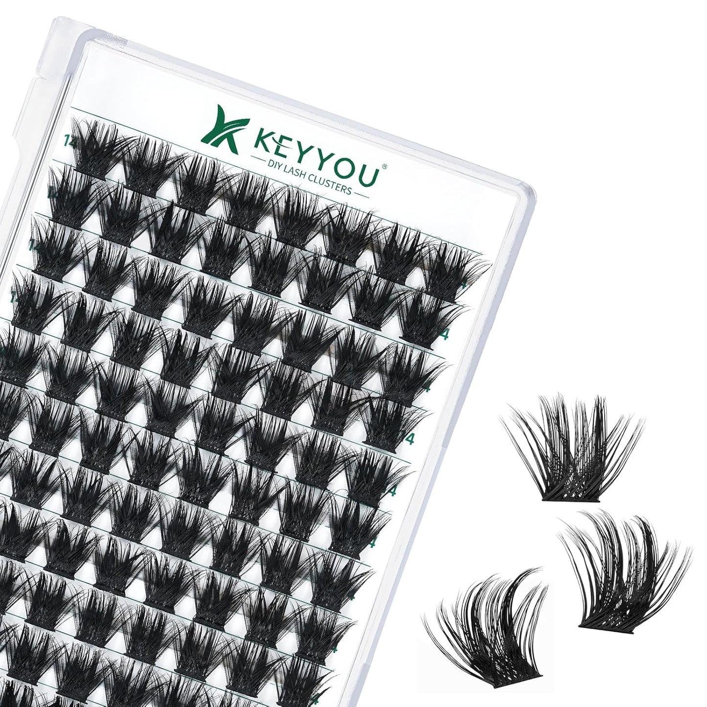 Lash Clusters 96pcs Individual Lashes Y22 D Curl 14mm Eyelash Clusters KEYYOU Volume Wispy Lash Extension Soft&Comfortable Easy DIY at Home(Y22,D-14mm)