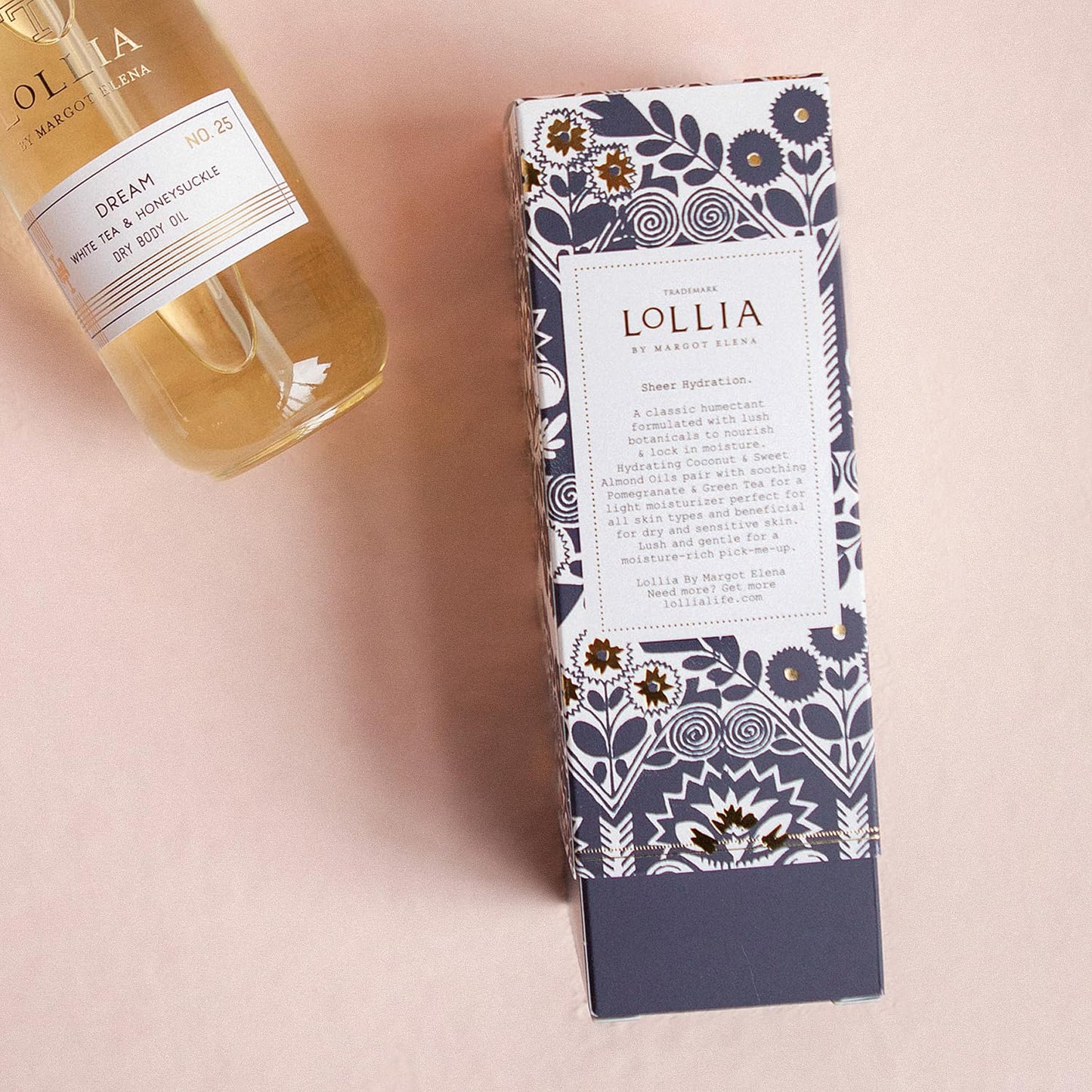 LOLLIA Dream Dry Body Oil, 6.8 Fl. Oz. – White Tea & Honeysuckle – Women’s, Scented, Moisturizing, Dry Body Oil for Women, For All Skin Types