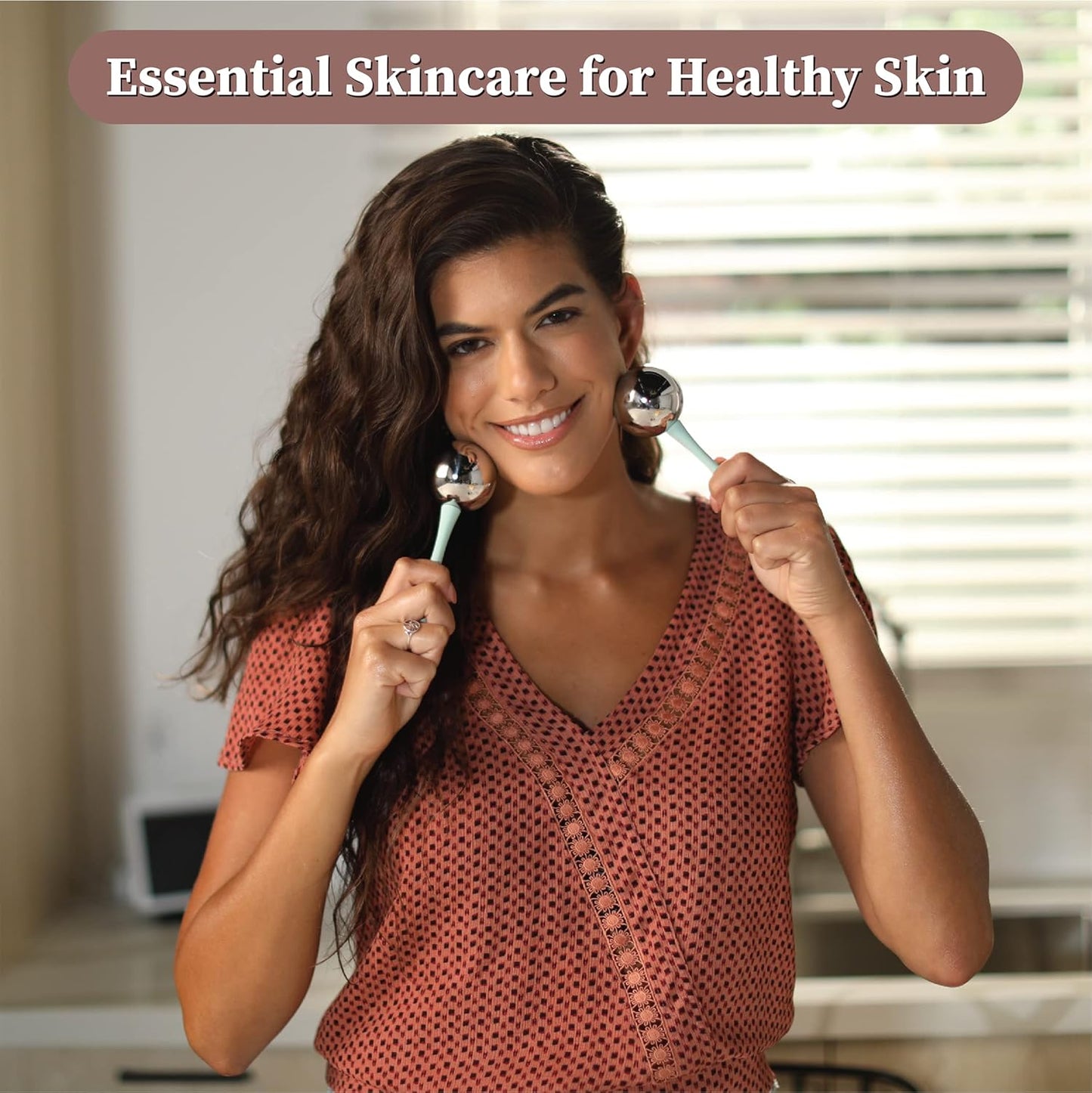 Facial Ice Globes for Face - 360 Stainless Steel face wand Globes Massager For Puffy Eyes & Dark Circles, Stimulates Collagen to Tighten Skin & Shrink Pores, Enhance Circulation & Smooth Looking Skin