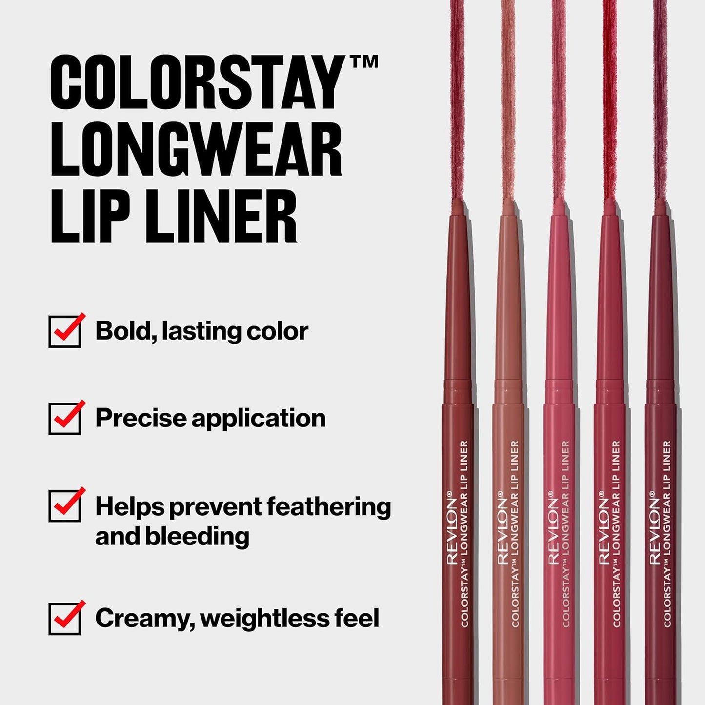 Revlon Colorstay Lip Liner Makeup with Built-in-Sharpener, Longwear Rich Colors, Smooth Application, 645 Chocolate, 0.01 oz