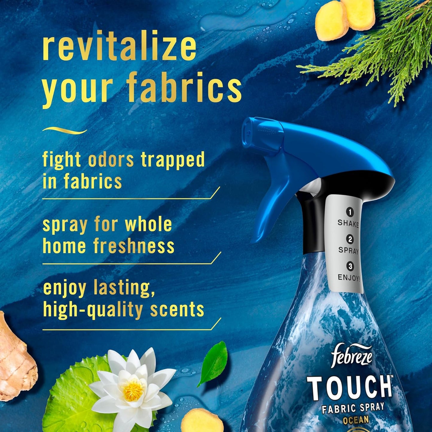 Touch Fabric Spray, Ocean & Mountain, 16.9 oz, Pack of 2