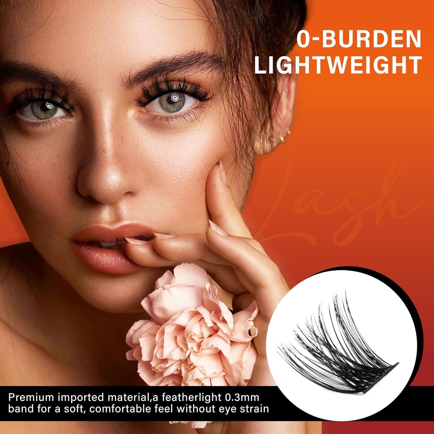 Lash Cluster 132pcs Individual Lashes,8-16mm Diy Lash Extension,D Curl Lash Clusters Wispy,3D Natural Lash Clusters Look Like Eyelash Extension DIY at Home (Orange Whisper-D-8-16mix)