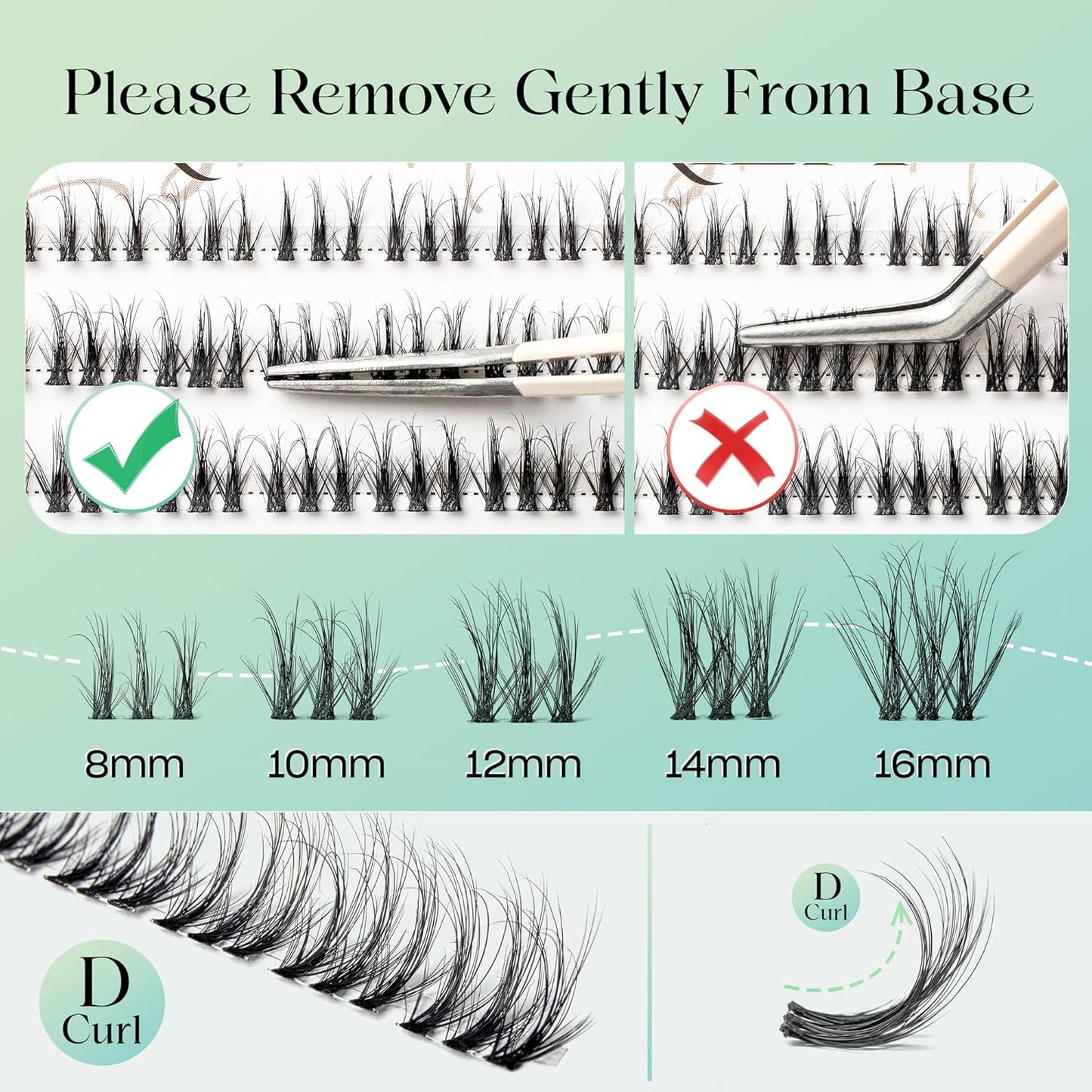 Lash Clusters 0.05mm Individual Lashes, 3D Wispy Lashes Clusters, 0.1mm Super Thin Band Resuable Natural Lashes,C Curl Faux Mink Lashes,108pcs Lash Extension (Green Soul-C-0.05-8-16mix)