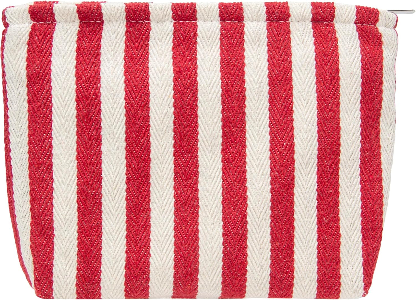 PAZIMIIK Makeup Bag Large Cotton Zipper Pouch for Purse Travel Canvas Make Up Organizer for Women Cosmetic,Stripe Red